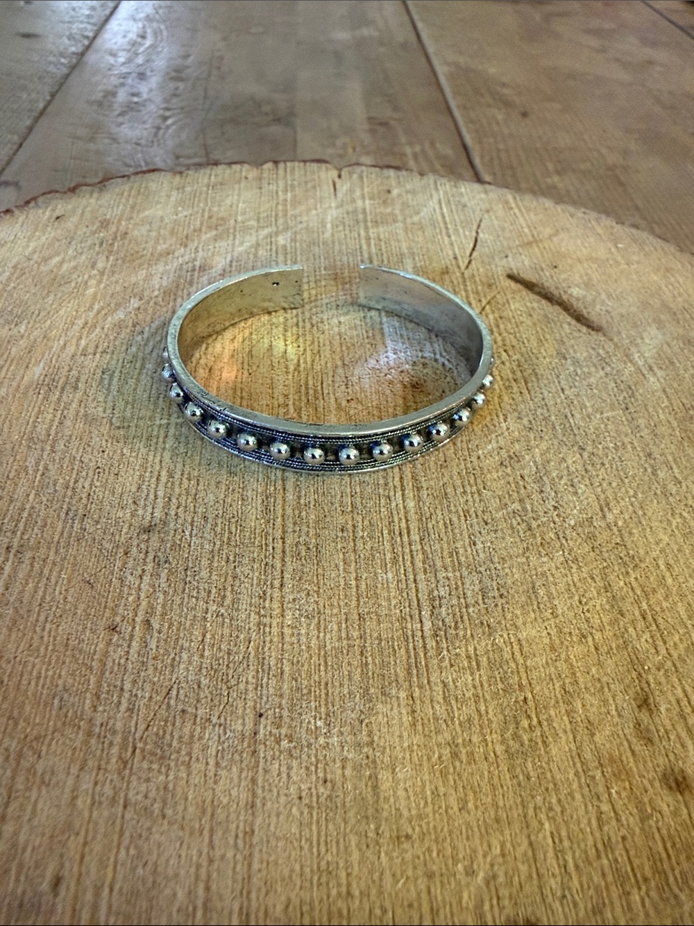 Silver Beaded Open Cuff Bracelet - Women's Fashion Bracelet